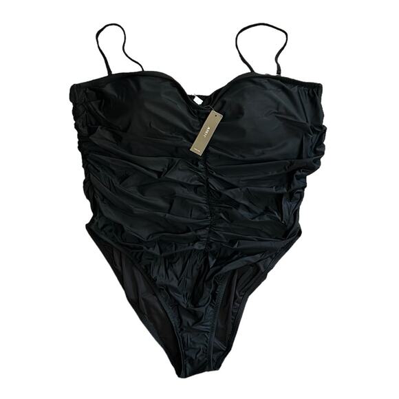 J. Crew Other - J. Crew Ruched sweetheart one-piece black swimsuit women’s plus size 24